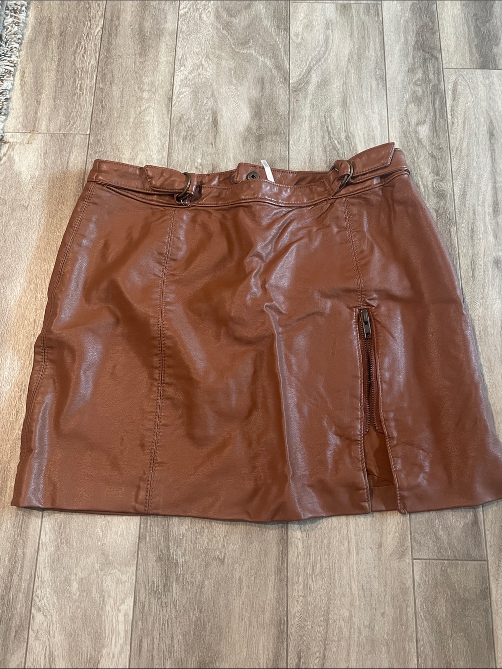 Brown Leather Mini Skirt 12